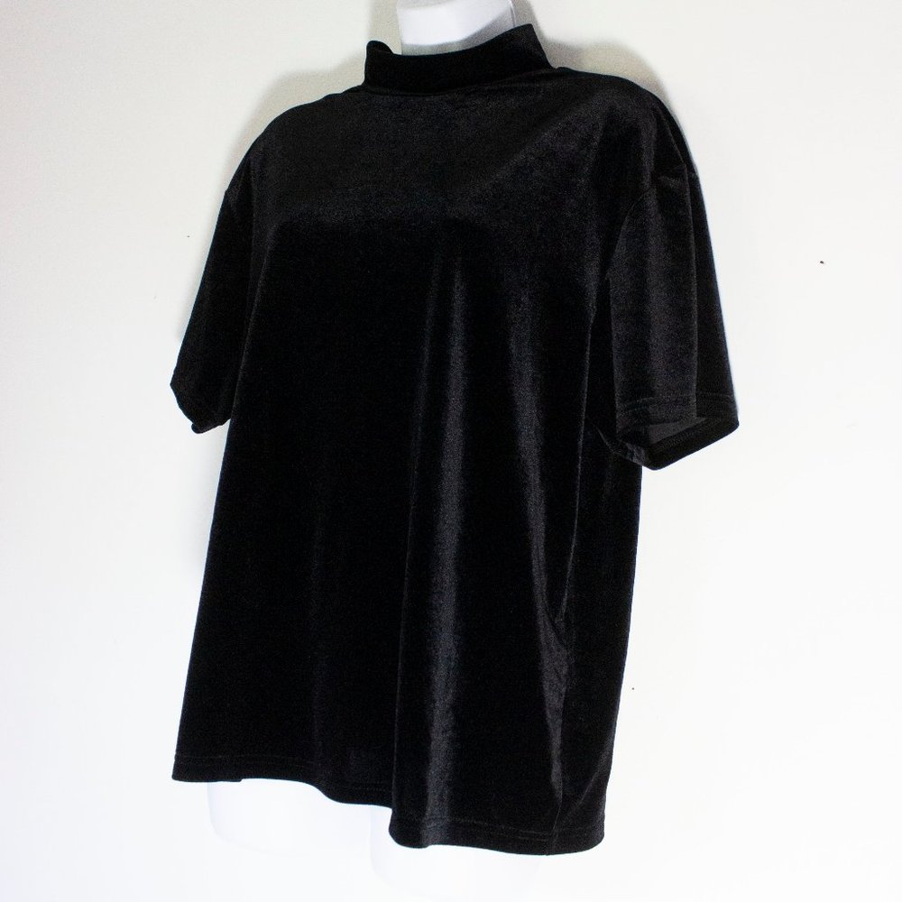 Black Velvet Top Vintage 90s 00s Dressbarn woman Large